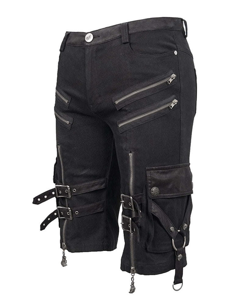 Black Zipper Punk Shorts