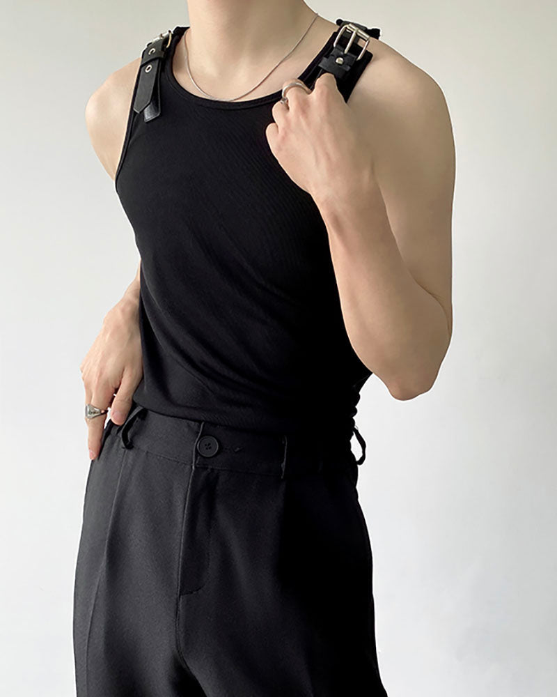 Sleeveless Strap T-Shirt | Muscle Shirt