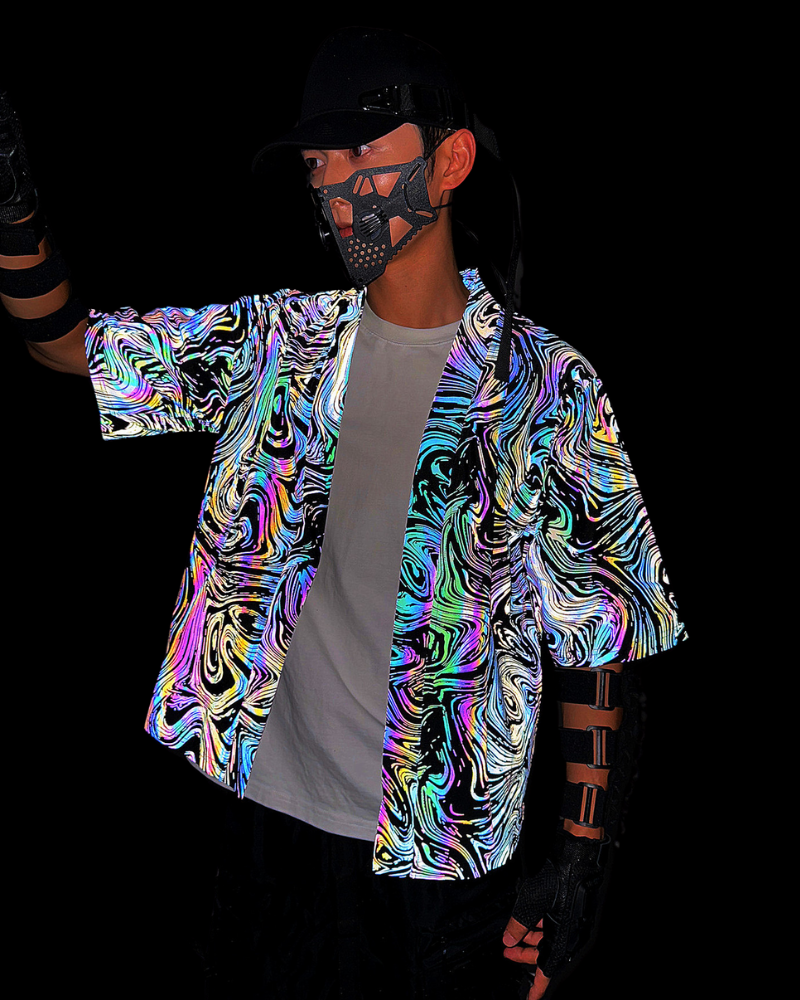 Colorful Reflective Cardigan Kimono Jacket