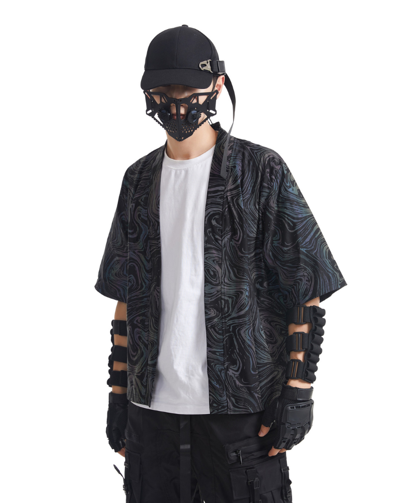 Colorful Reflective Cardigan Kimono Jacket