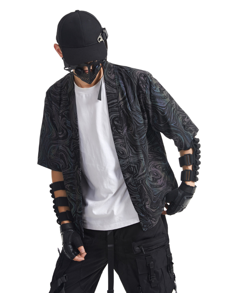 Colorful Reflective Cardigan Kimono Jacket