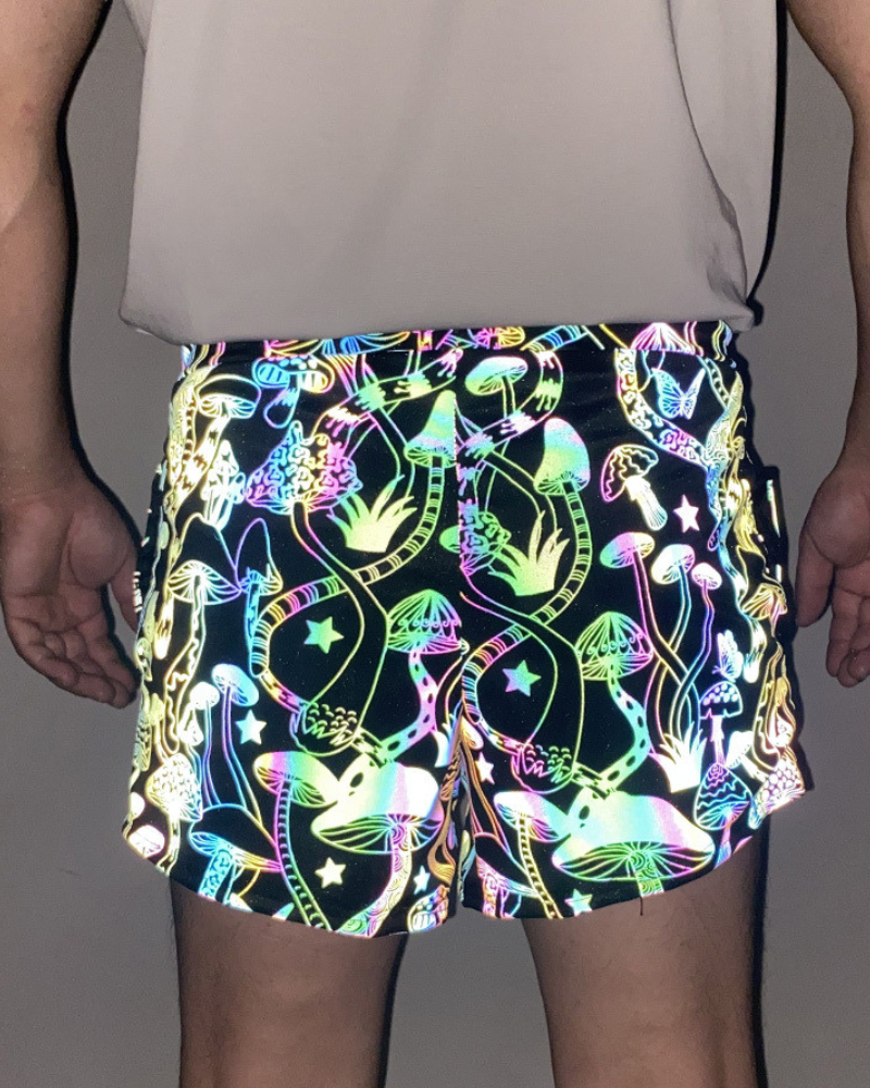 Colorful Reflective Mens Running Shorts