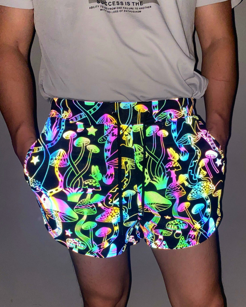Colorful Reflective Mens Running Shorts
