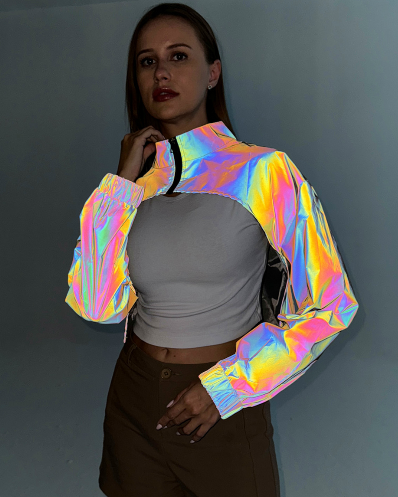 Colorful Reflective Short Jacket Top
