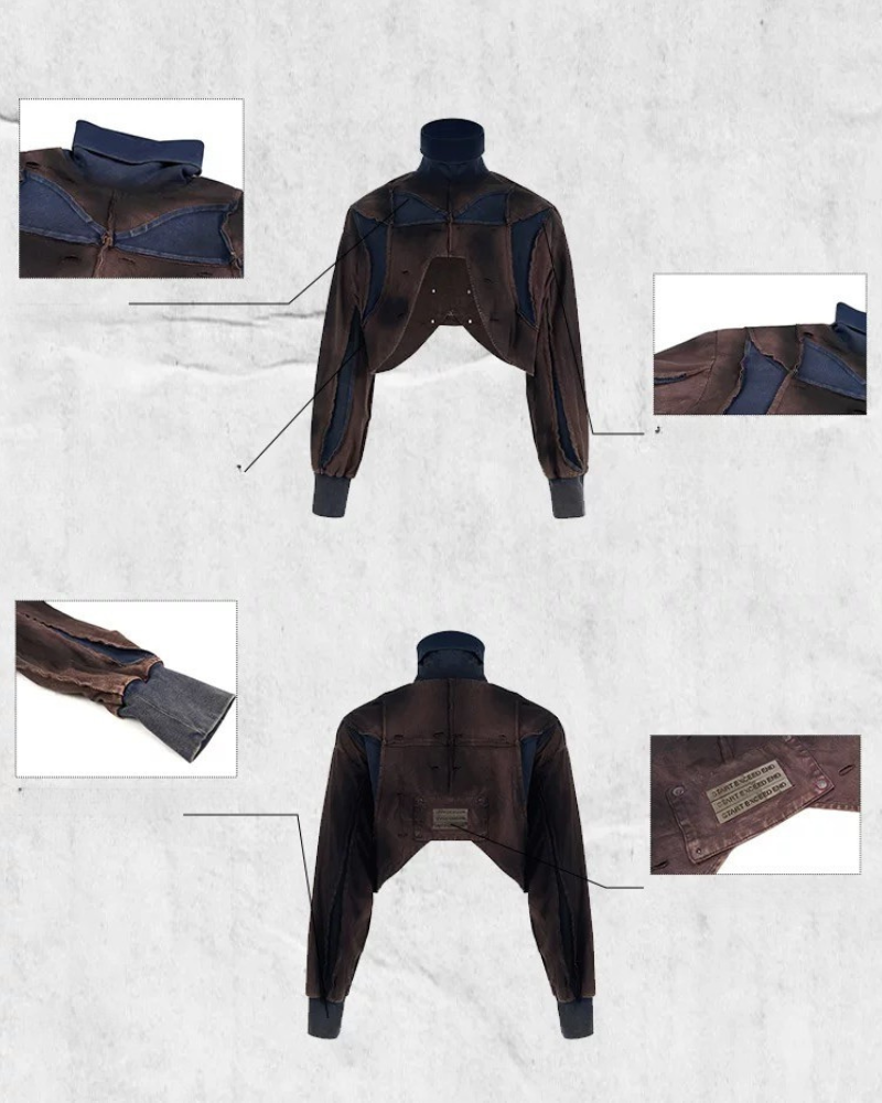Structured Distressed Heavy Sweatshirt&Vest&Shorts（Sold Separately)
