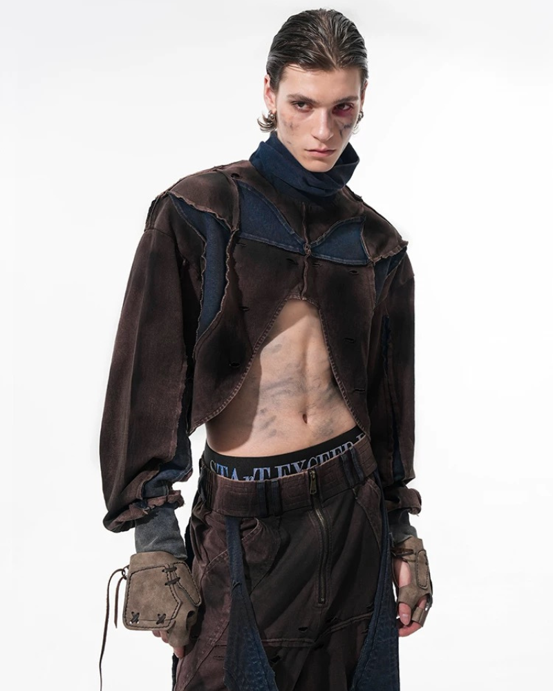 Structured Distressed Heavy Sweatshirt&Vest&Shorts（Sold Separately)