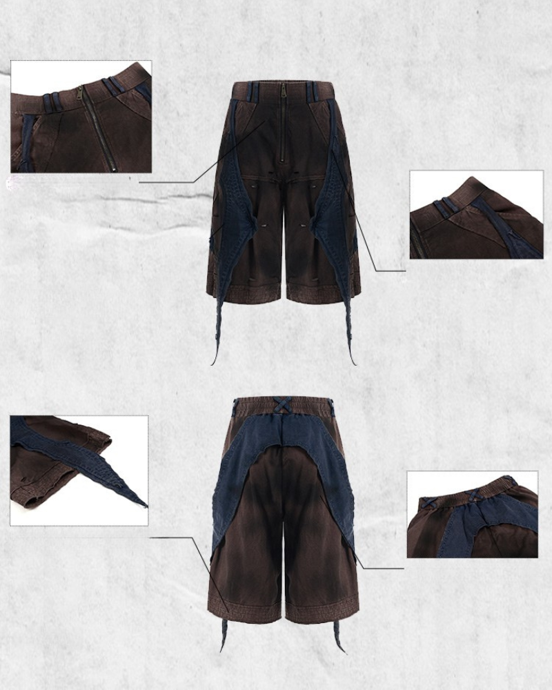 Structured Distressed Heavy Sweatshirt&Vest&Shorts（Sold Separately)
