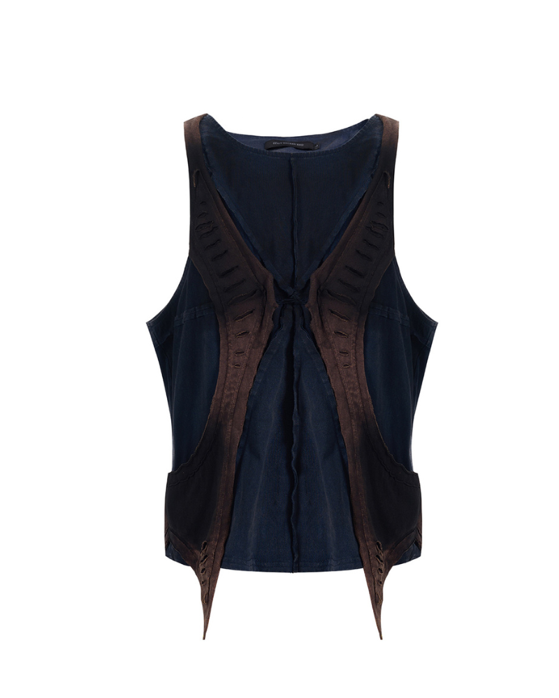 Structured Distressed Heavy Sweatshirt&Vest&Shorts（Sold Separately)