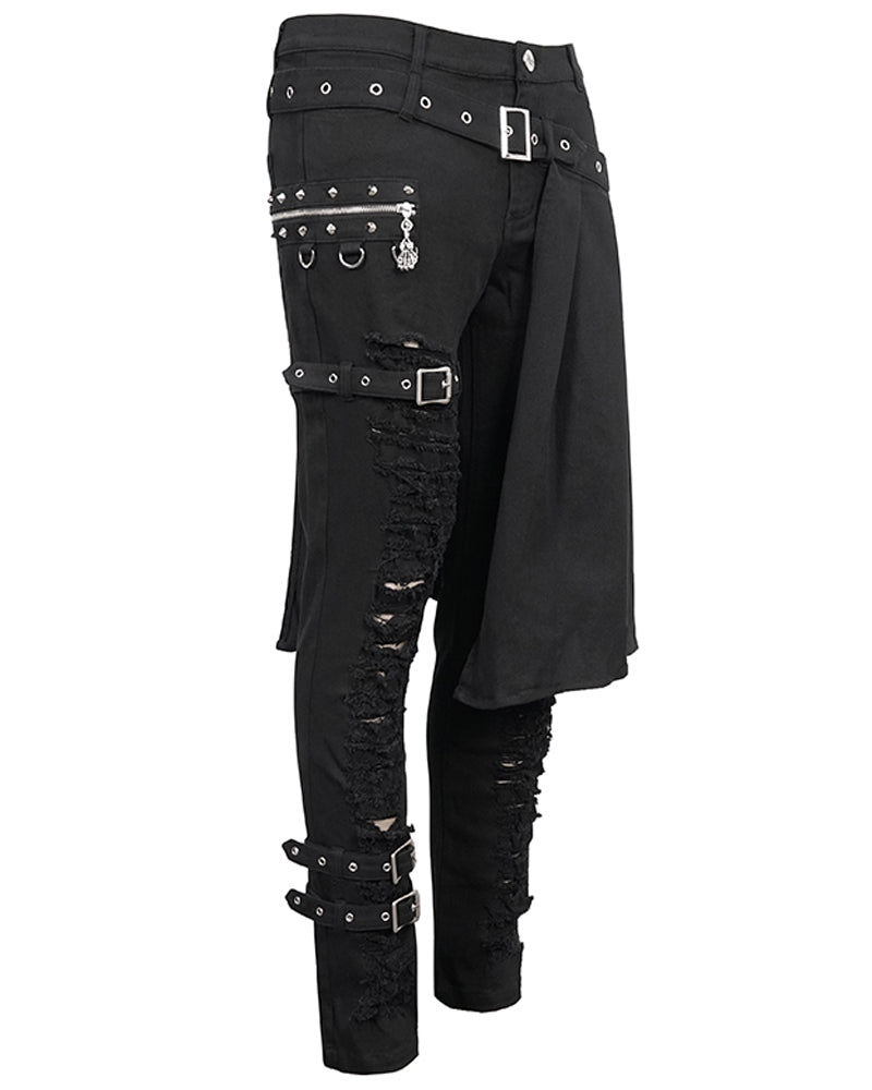 Detachable Skirt Panels Punk Pants