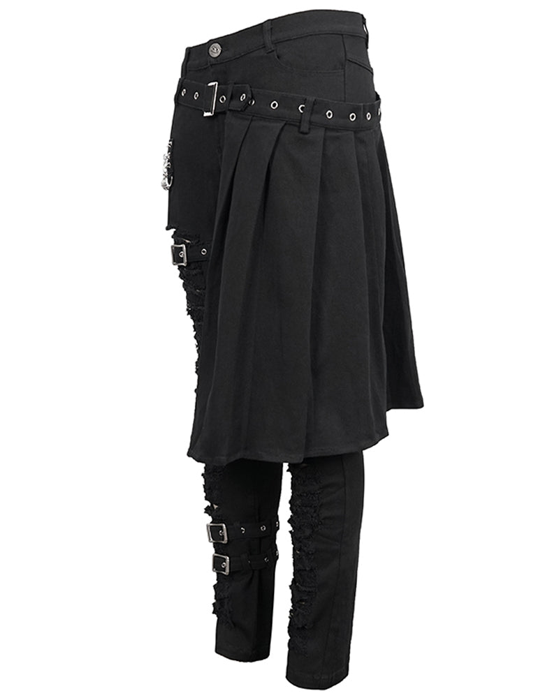 Detachable Skirt Panels Punk Pants