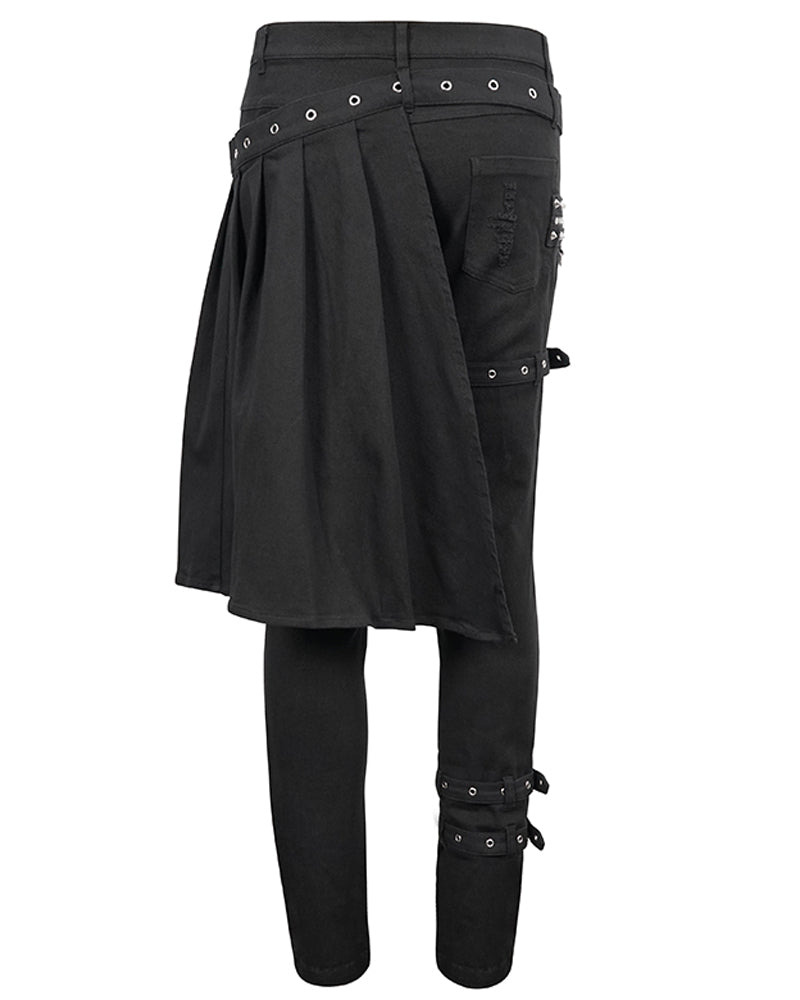 Detachable Skirt Panels Punk Pants