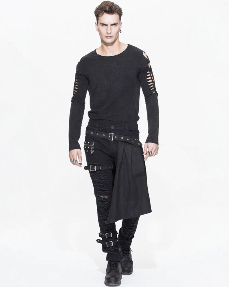 Detachable Skirt Panels Punk Pants