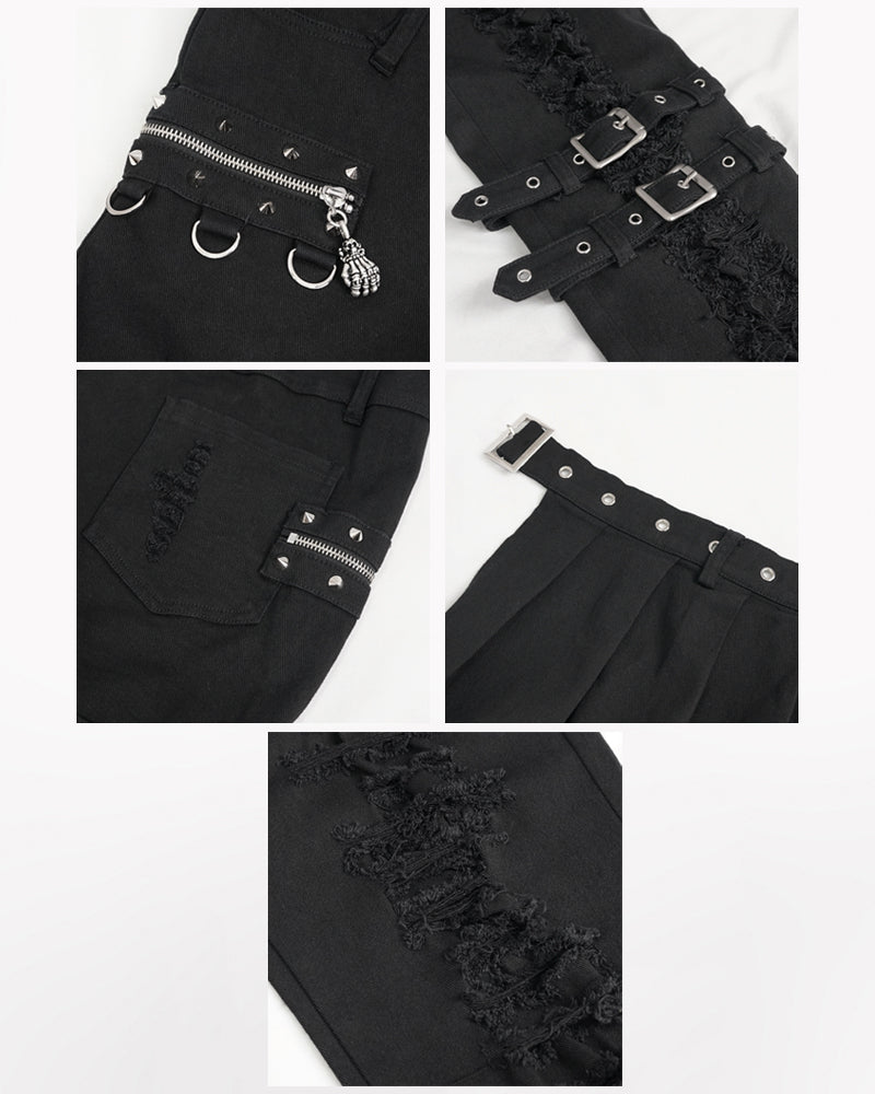 Detachable Skirt Panels Punk Pants