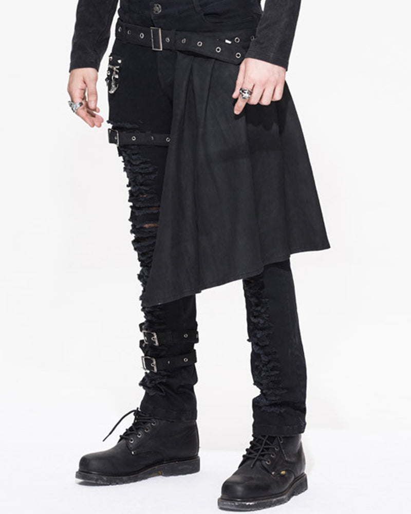 Detachable Skirt Panels Punk Pants