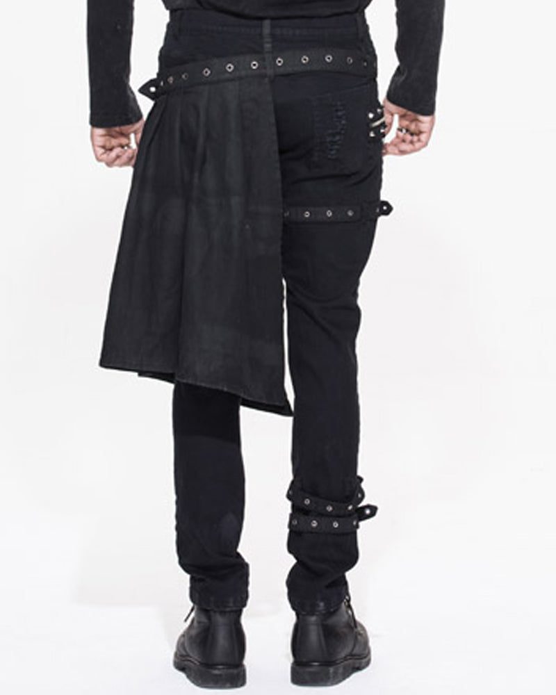 Detachable Skirt Panels Punk Pants