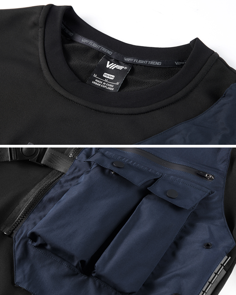 Fake Two Piece Crewneck Tactical Sweatshirt