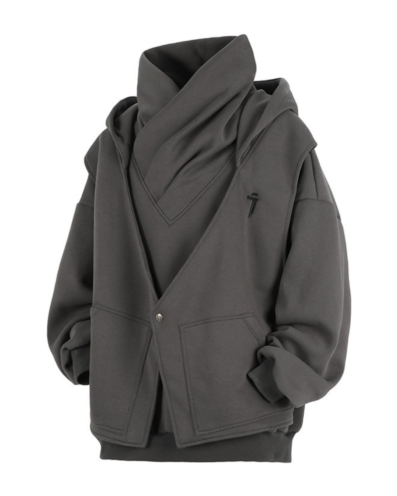Heavy Turtleneck Fake Two-Piece Hoodie