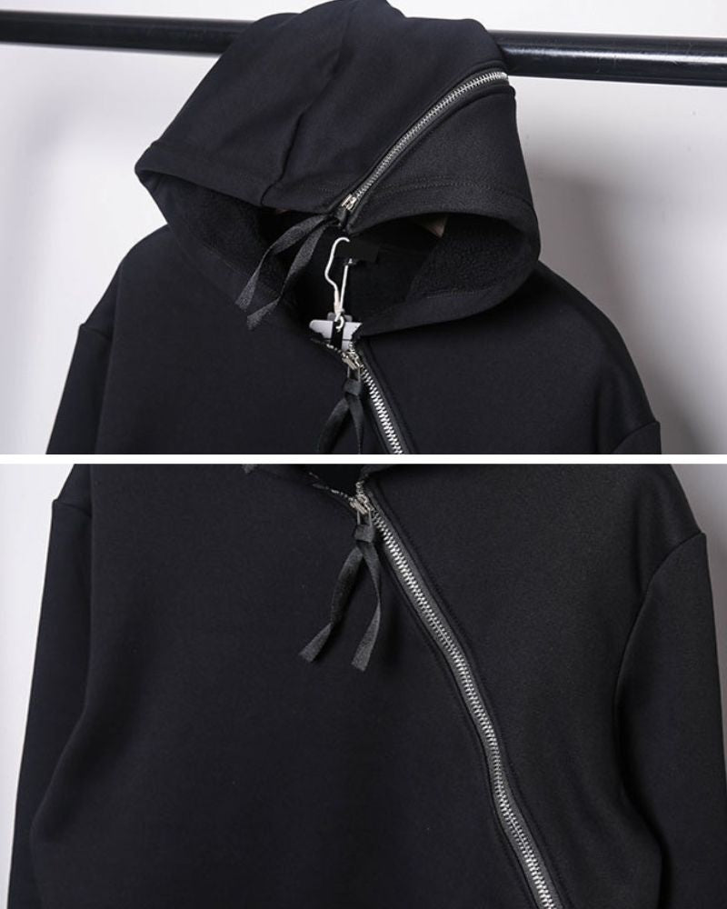 Irregular Double Zip Hoodie