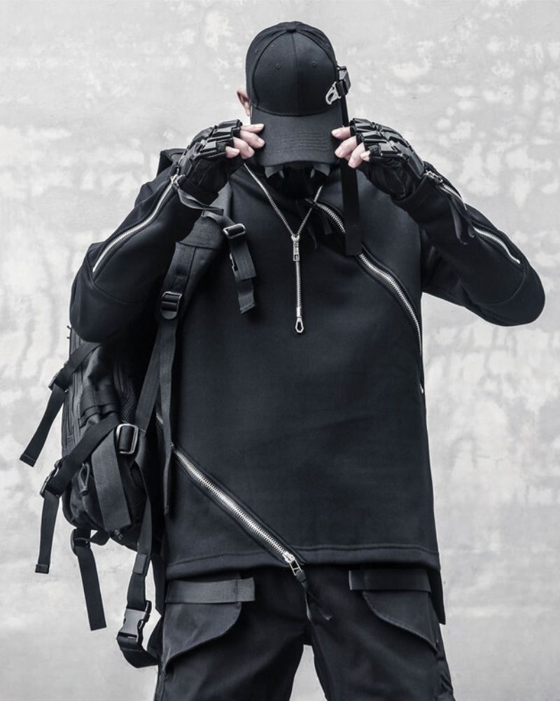Irregular Double Zip Hoodie