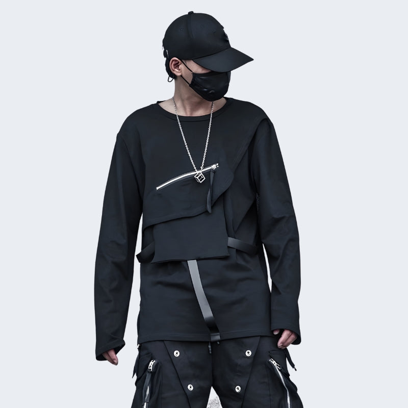 Techwear Long Sleeve Zip Up Shirt