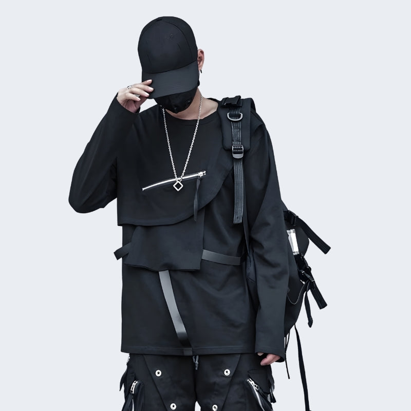 Techwear Long Sleeve Zip Up Shirt