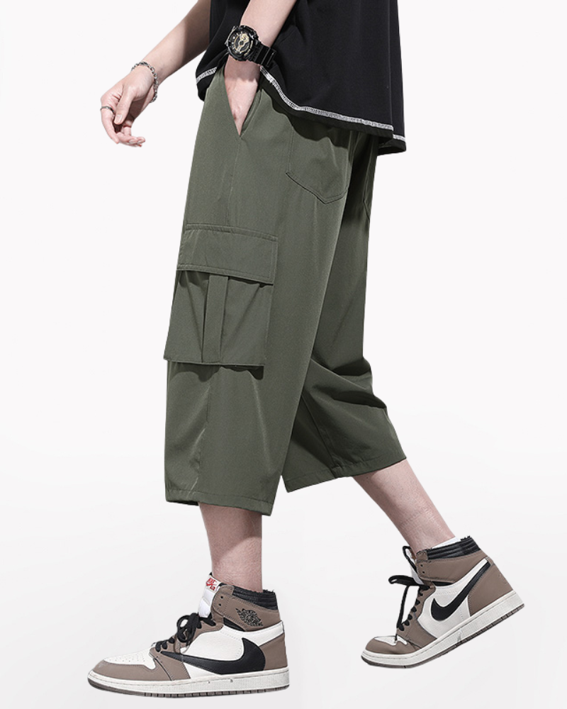 Men's Summer Ice Silk Cargo Capri Shorts