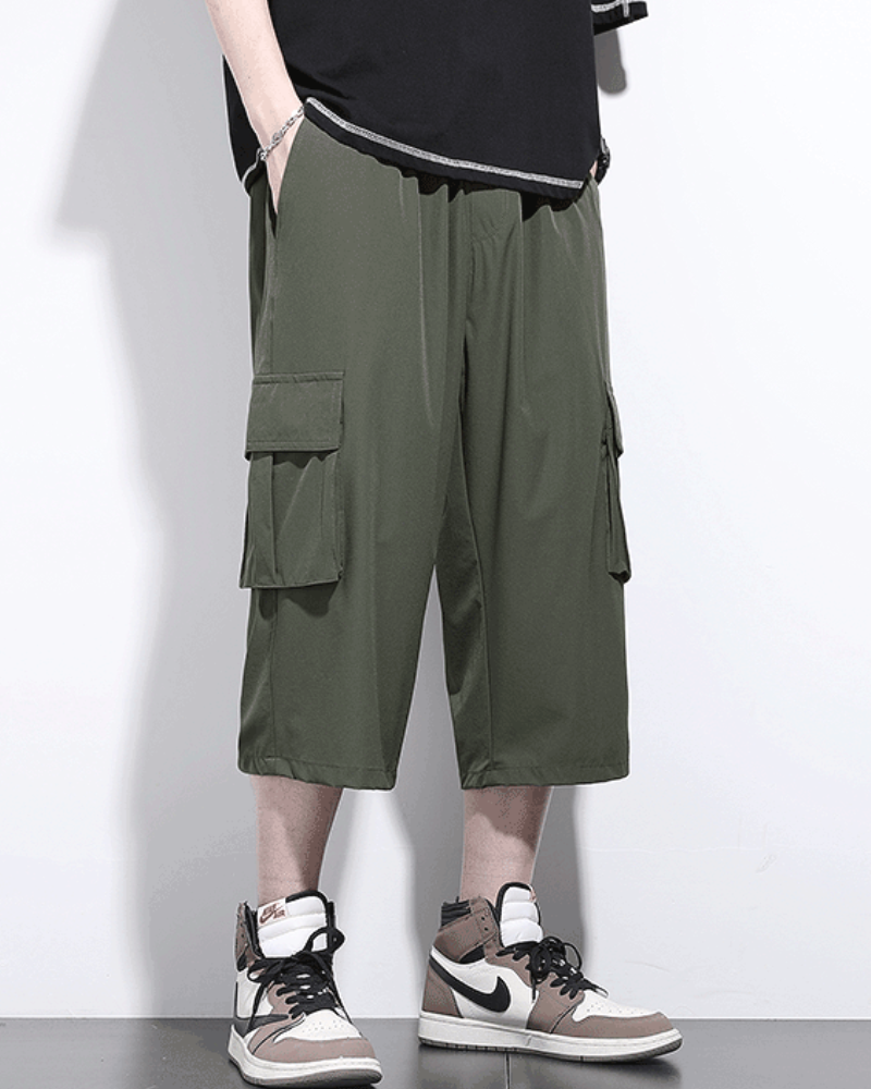 Men's Summer Ice Silk Cargo Capri Shorts