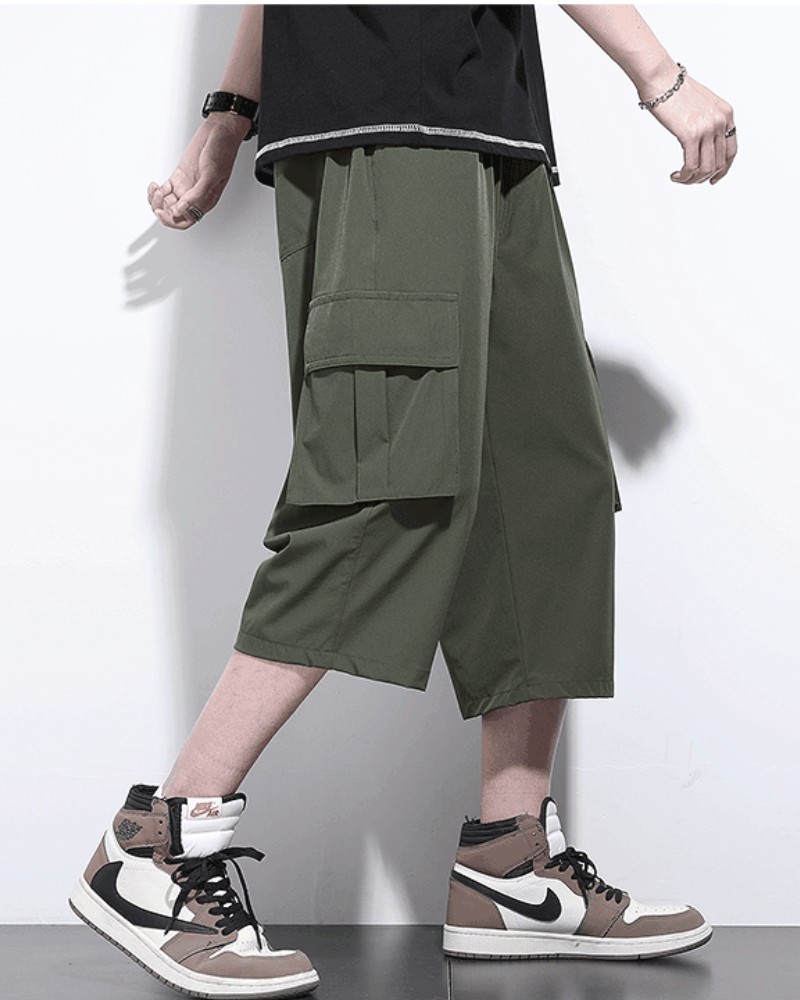 Men's Summer Ice Silk Cargo Capri Shorts