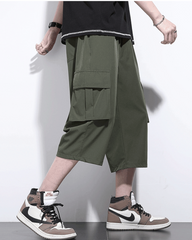 Men's Summer Ice Silk Cargo Capri Shorts