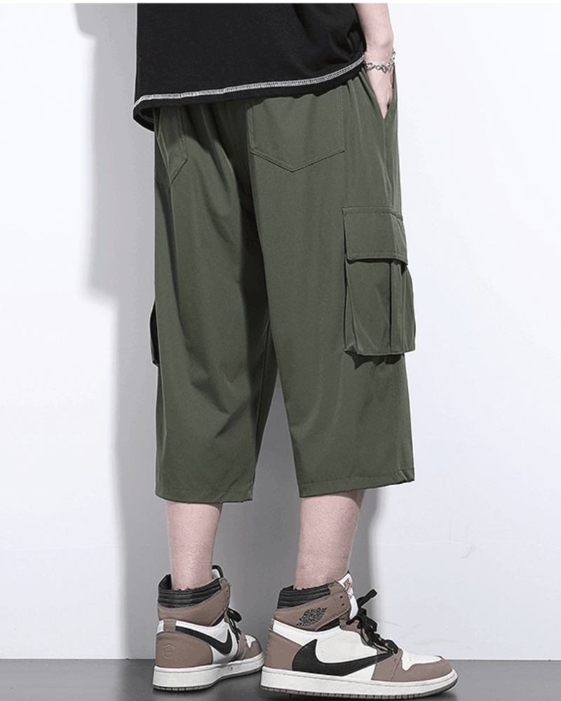 Men's Summer Ice Silk Cargo Capri Shorts