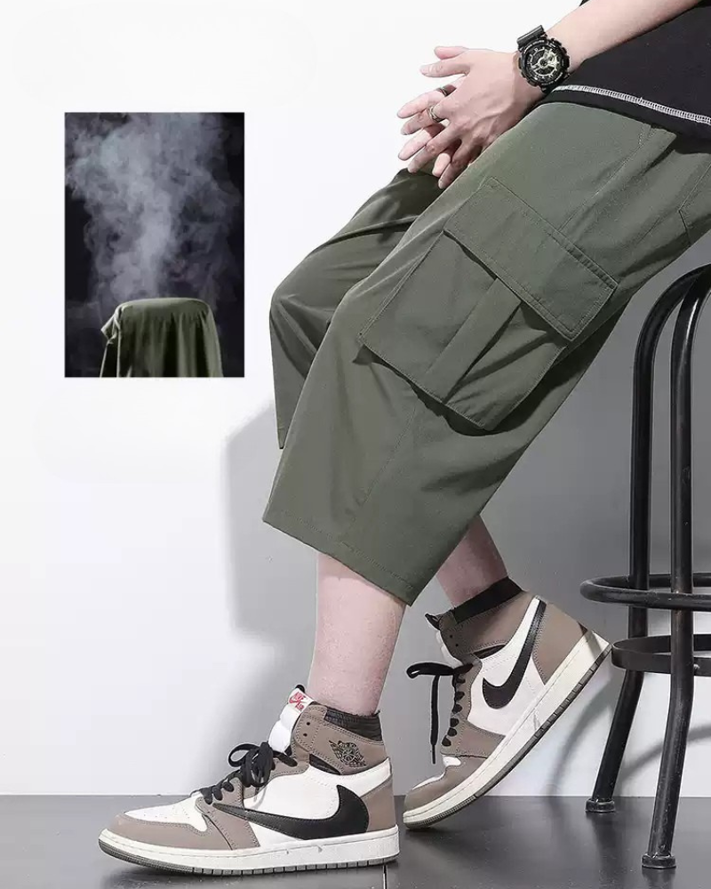 Men's Summer Ice Silk Cargo Capri Shorts