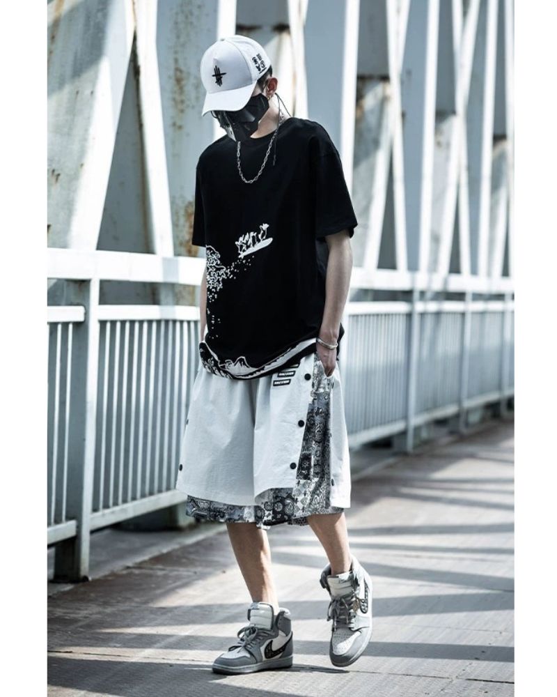 Patchwork Men Cargo Shorts
