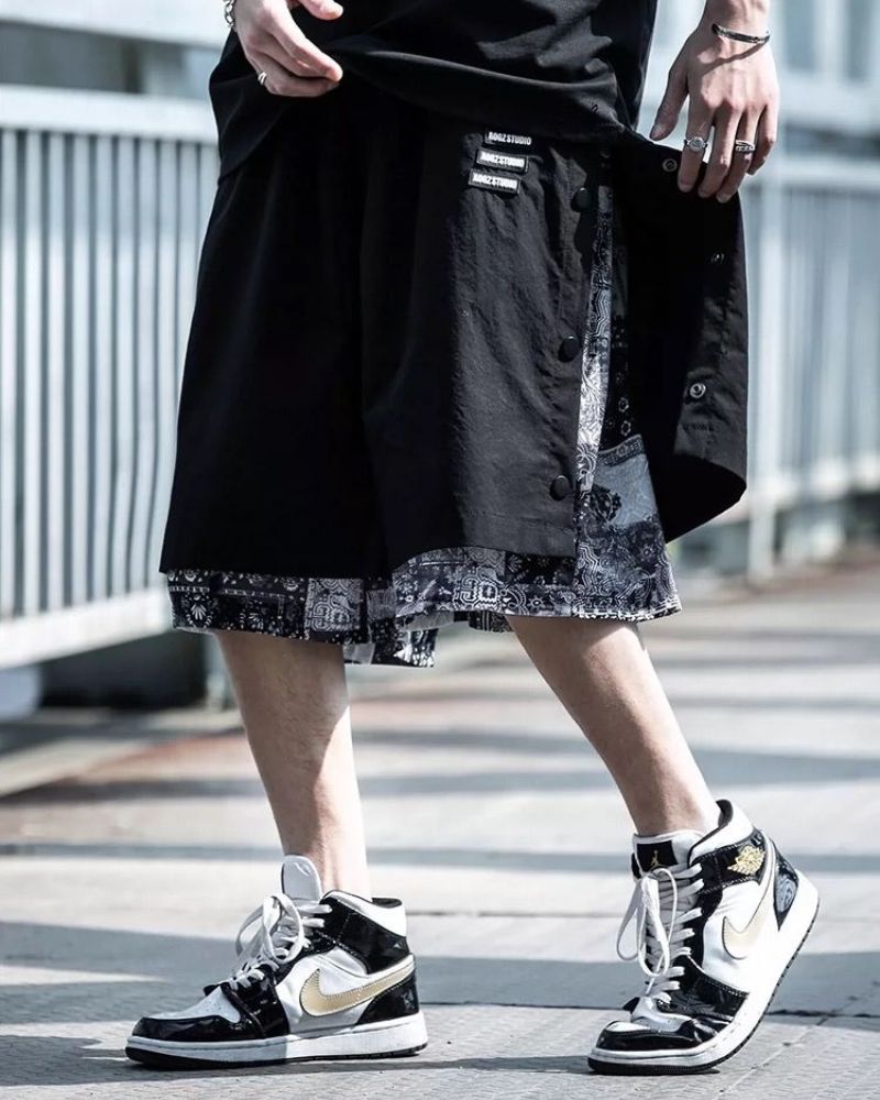 Patchwork Men Cargo Shorts