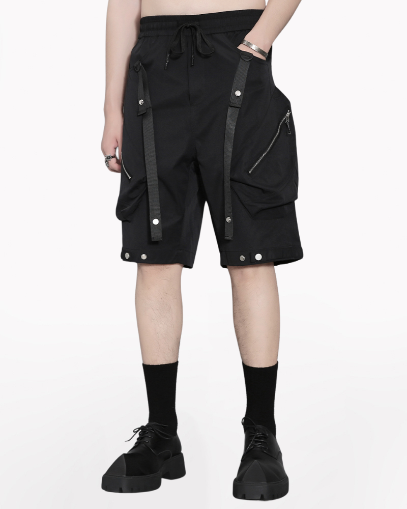 Patchwork Zipper Cargo Shorts