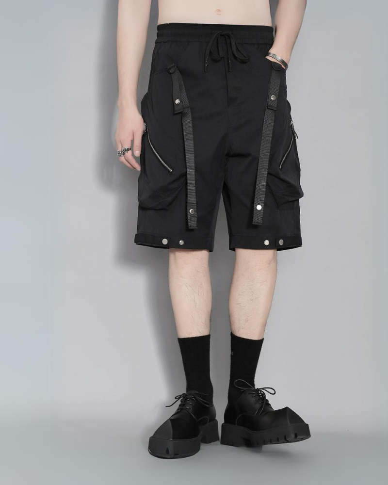 Patchwork Zipper Cargo Shorts