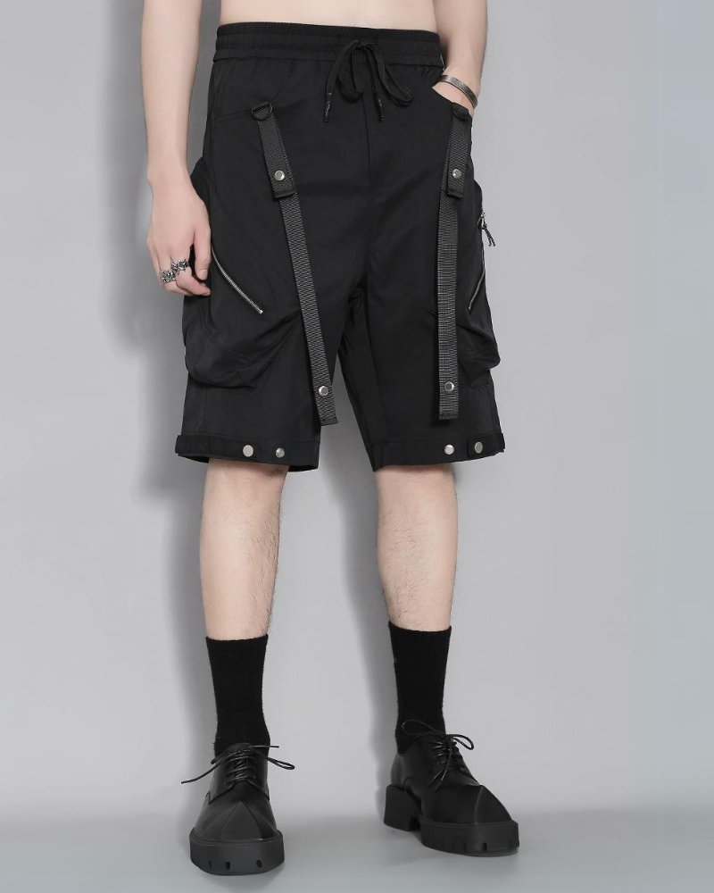 Patchwork Zipper Cargo Shorts