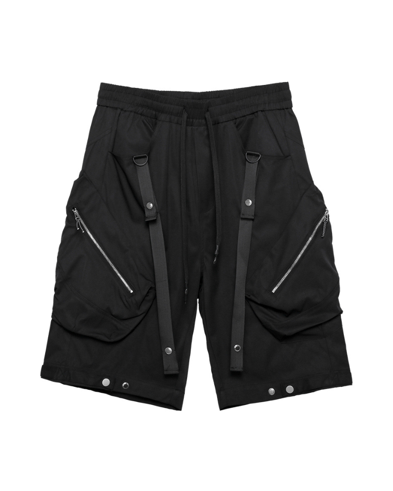 Patchwork Zipper Cargo Shorts