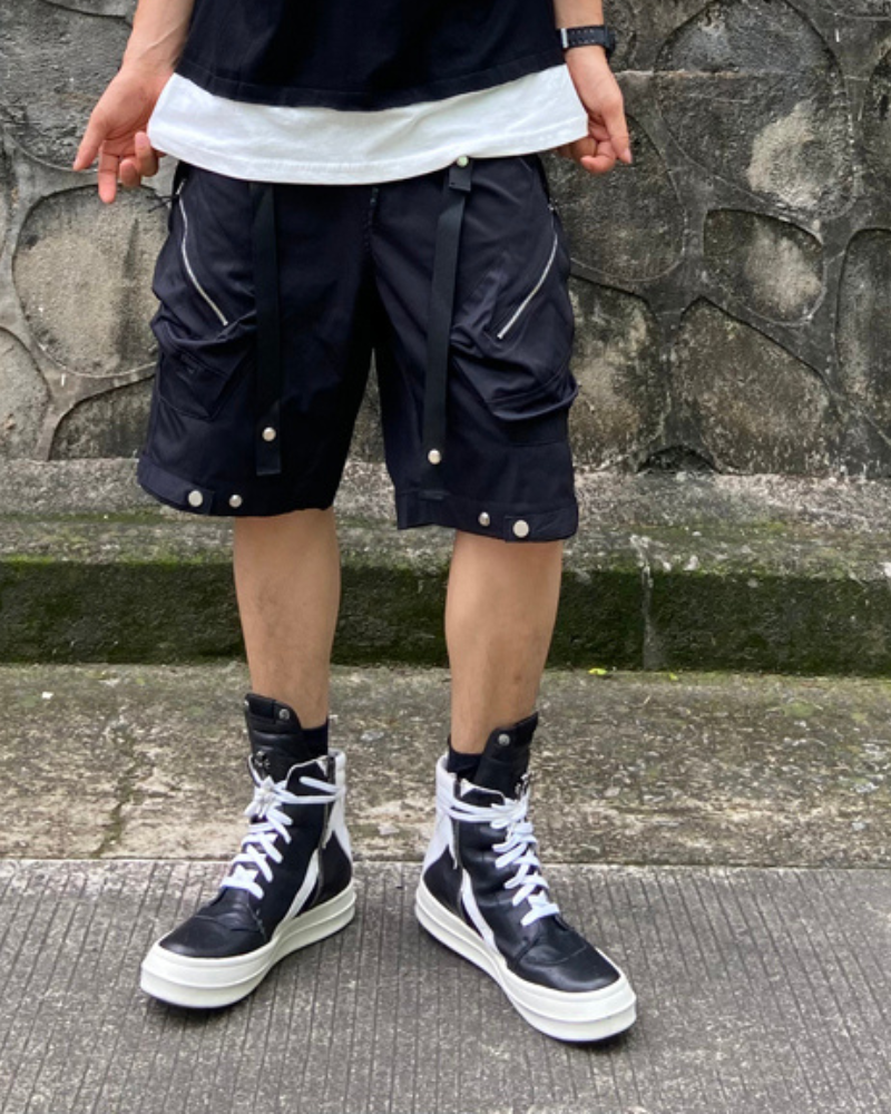 Patchwork Zipper Cargo Shorts
