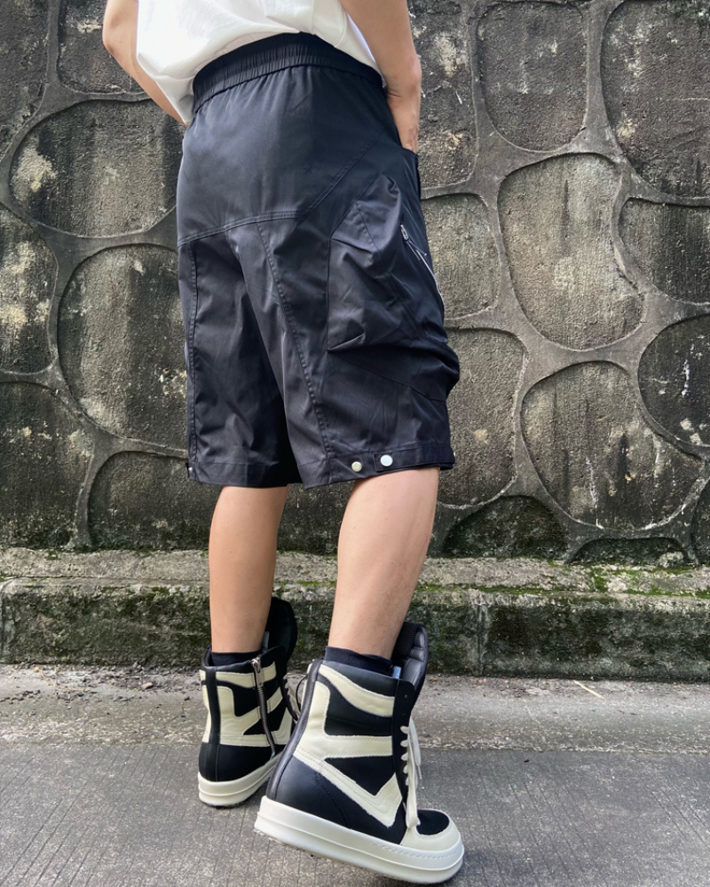 Patchwork Zipper Cargo Shorts