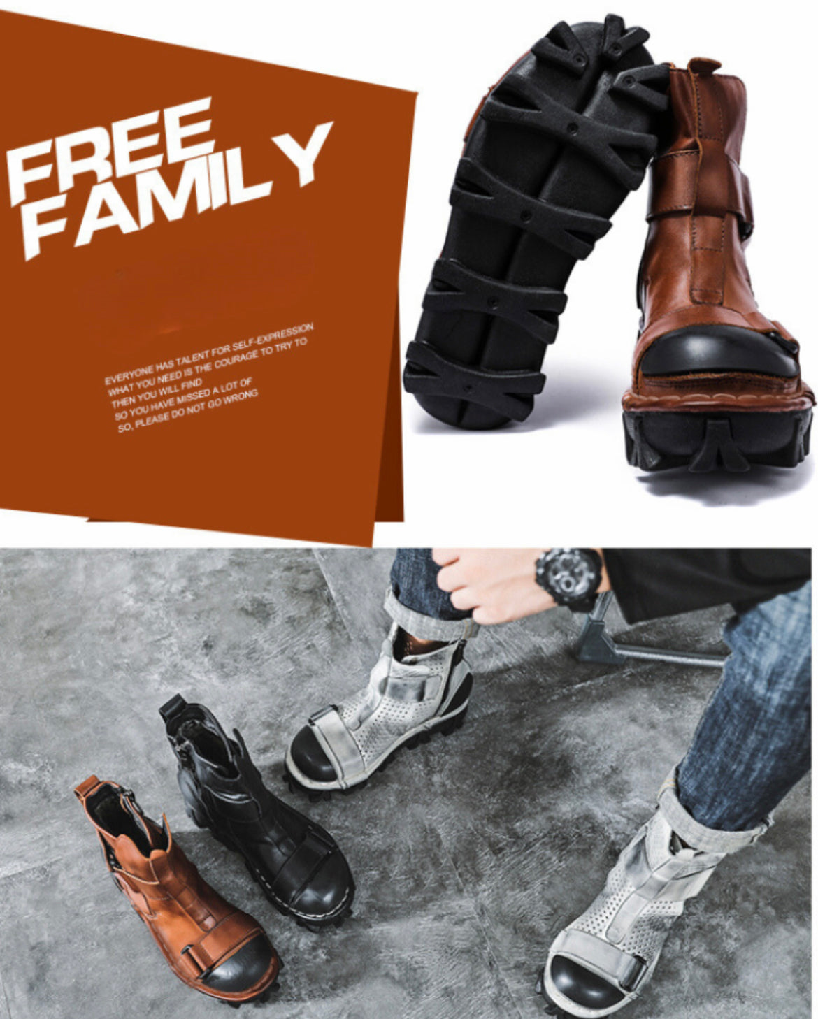 Punk Style Unisex Motorcycle Platform Boots