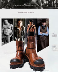 Punk Style Unisex Motorcycle Platform Boots