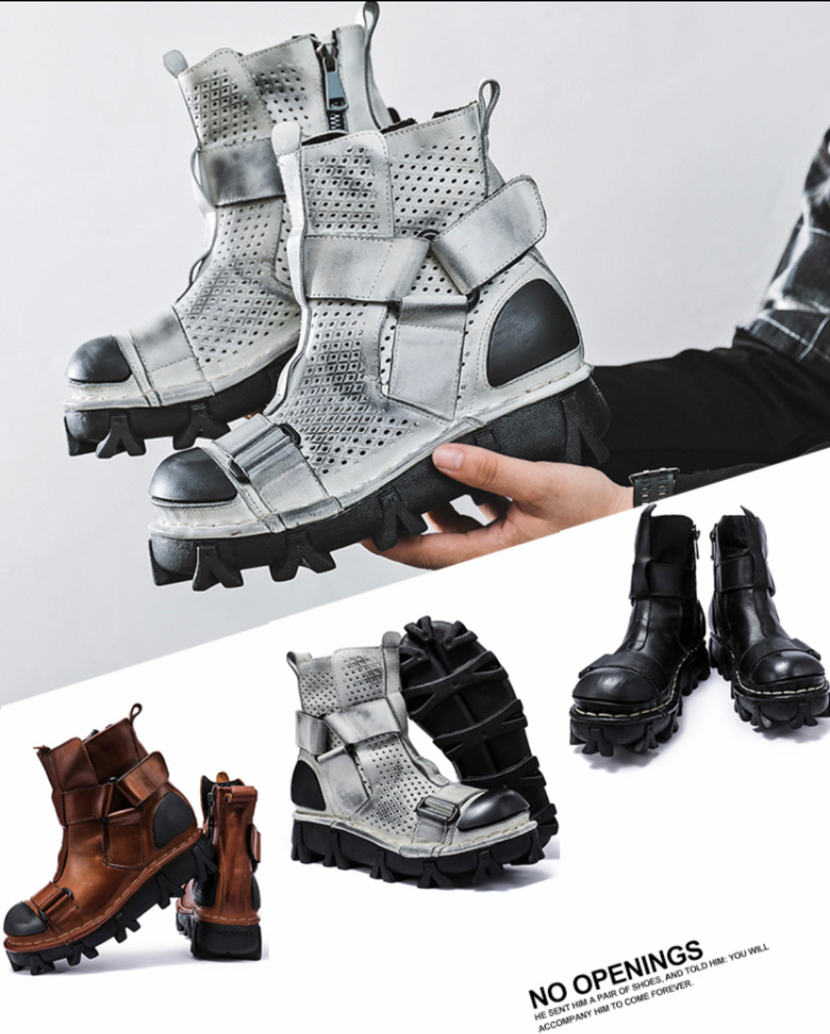 Punk Style Unisex Motorcycle Platform Boots