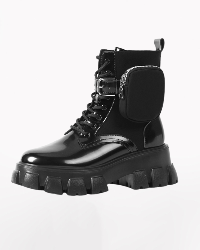 Side Pockets Leather Boots