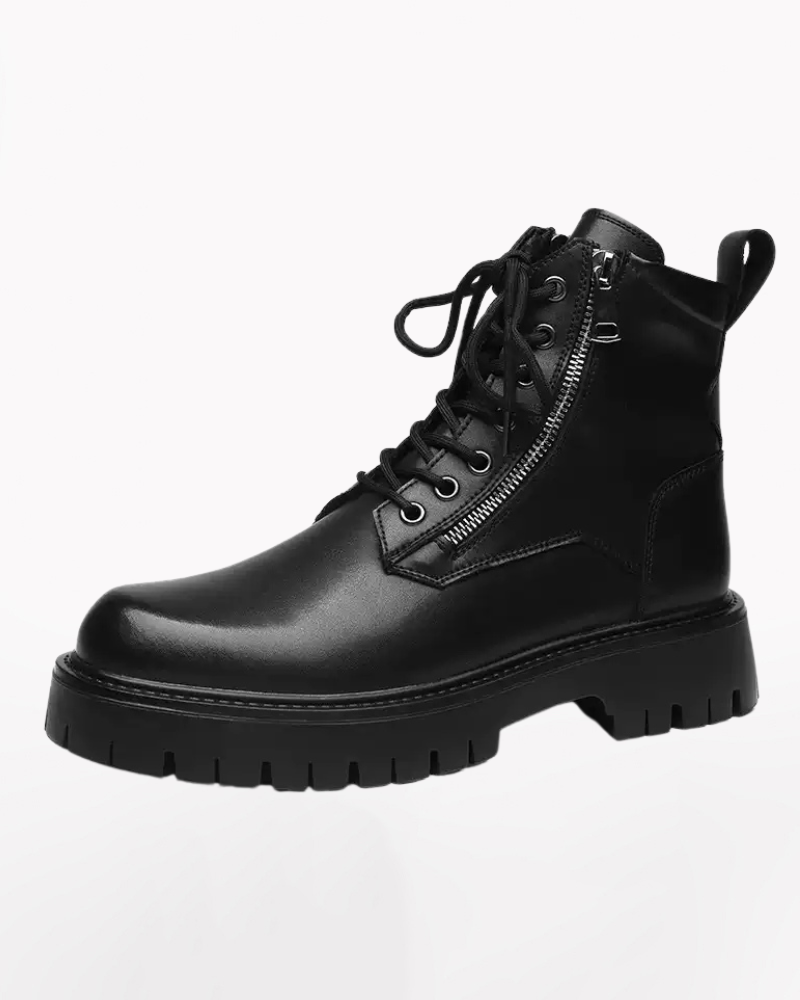 Side Zip High-Top PU Motorcycle Boots