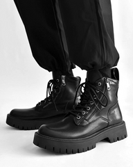 Side Zip High-Top PU Motorcycle Boots