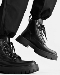 Side Zip High-Top PU Motorcycle Boots