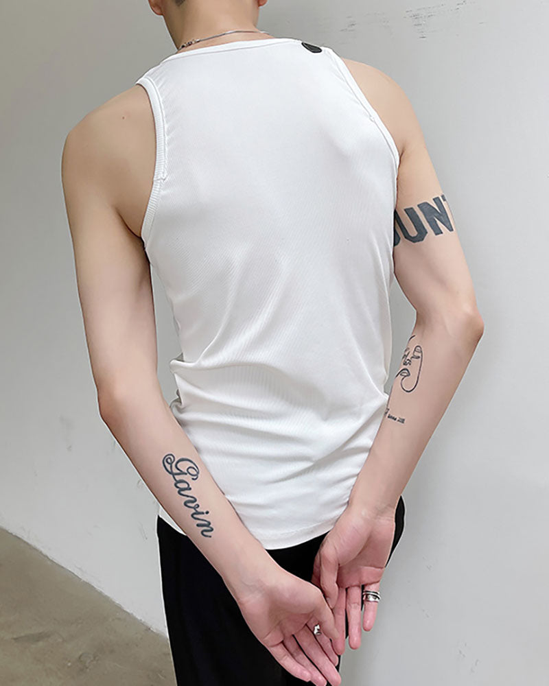 Sleeveless Single Buckle Strap Muscle Shirt