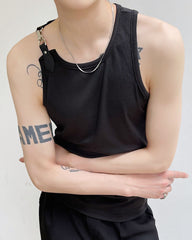 Sleeveless Single Buckle Strap Muscle Shirt