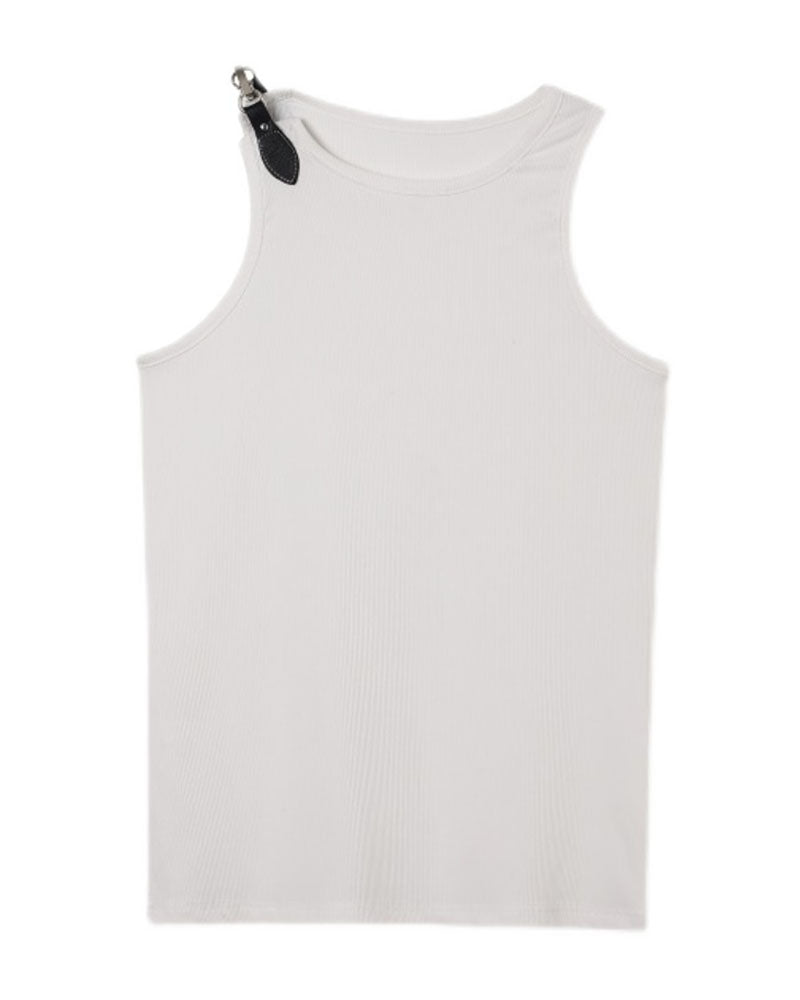 Sleeveless Single Buckle Strap Muscle Shirt