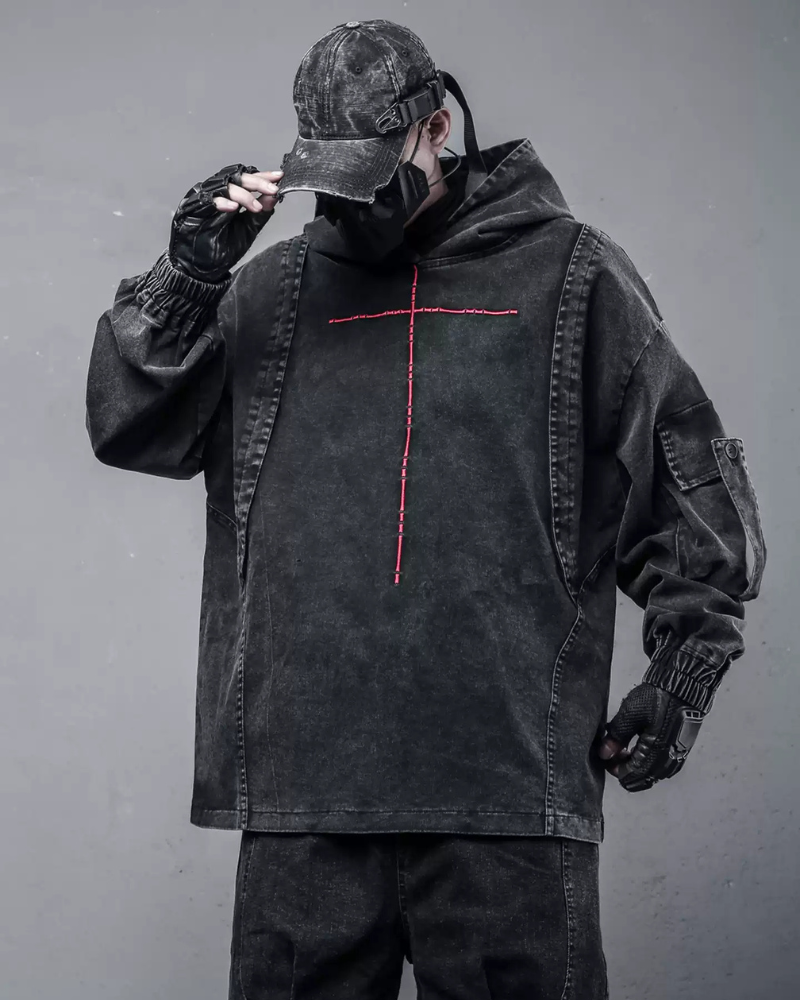 Street Men's Washed Cross Hoodie